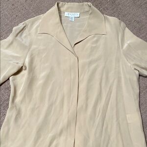 Annex Petite Light Beige Silk Size Large Blouse